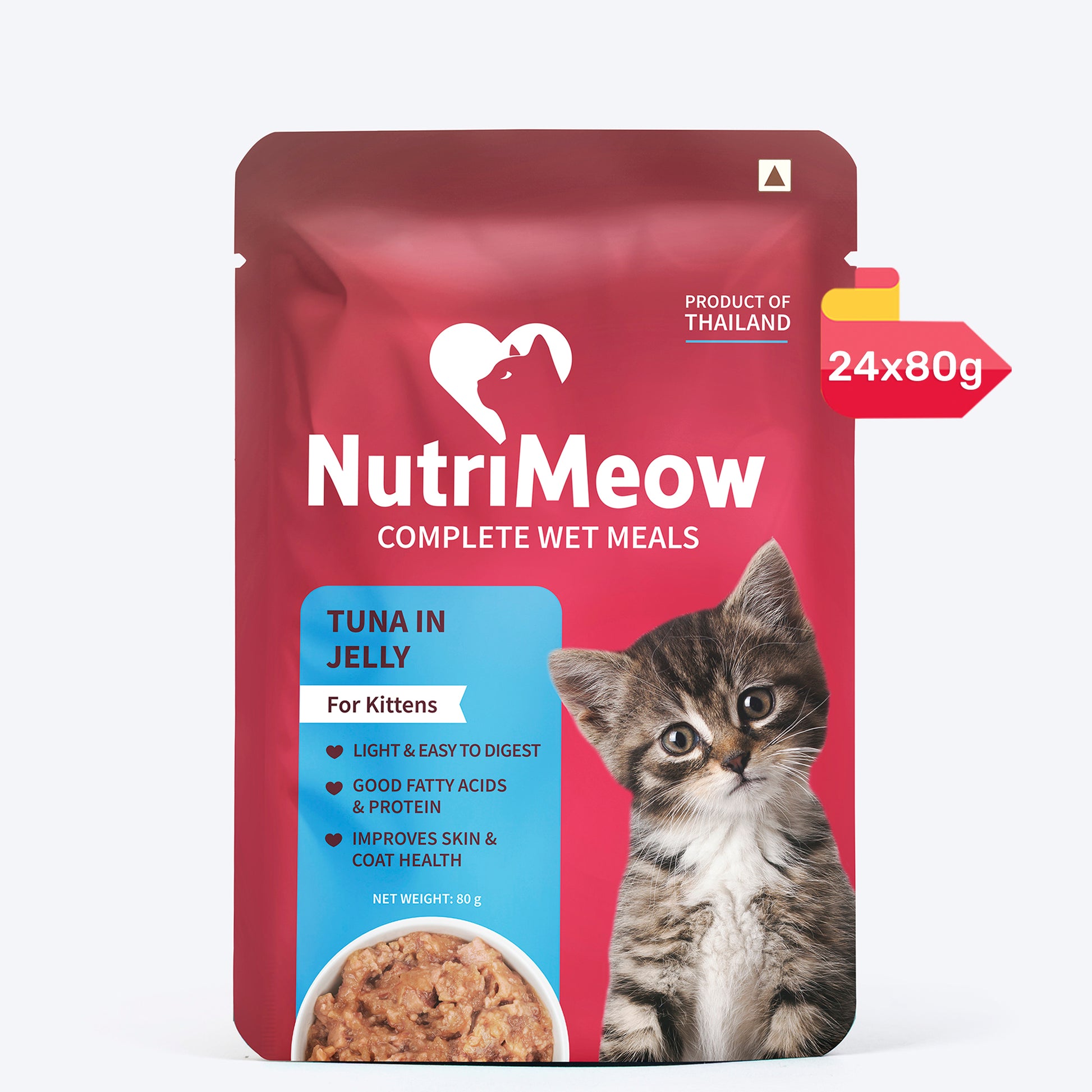 NutriMeow Tuna In Jelly Wet Food For Kitten - 80 gm - Heads Up For Tails