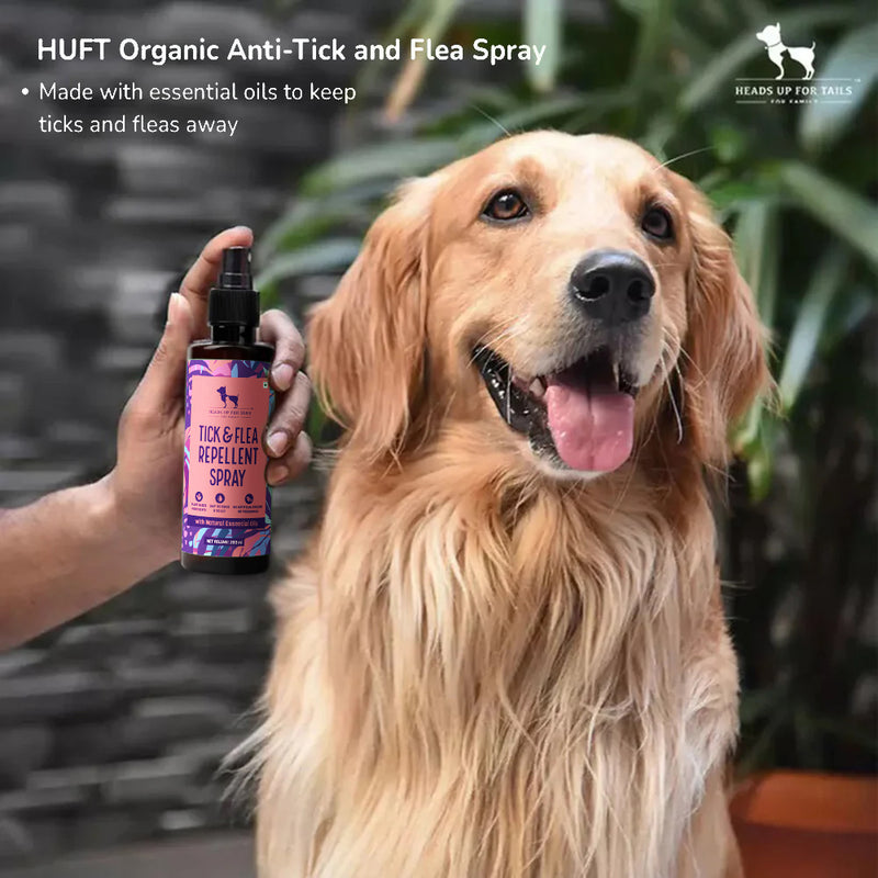HUFT Organic Anti-Tick and Flea Spray for Dogs - 200 ml - Heads Up For Tails