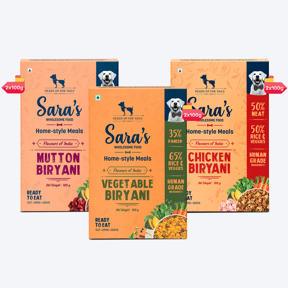 Sara's Wholesome Biryani Variety Pack Wet Dog Food | 6 x 100g