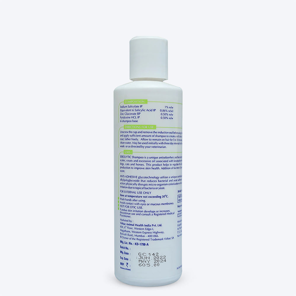 Virbac Sebolytic Medicated Shampoo for Dogs & Cats - 200 ml - Heads Up For Tails