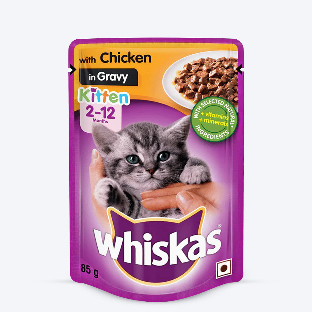 Whiskas Chicken in Gravy Junior Wet Kitten food - 85 gm packs - Heads Up For Tails