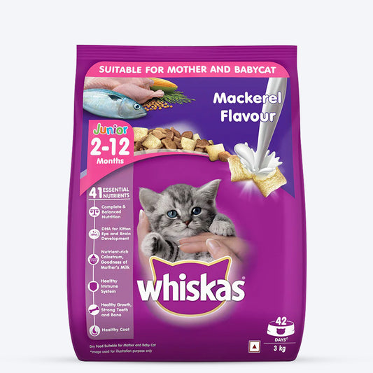 Whiskas Mackerel Dry Food For Baby and Mother Cat - 3 kg - Heads Up For Tails