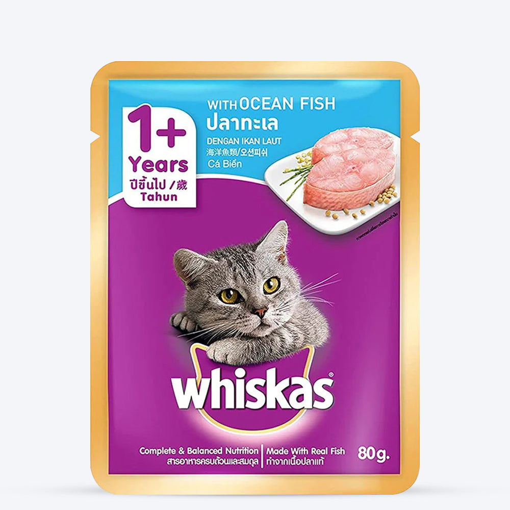 Whiskas Ocean Fish Adult Wet Cat Food - 80 g packs - Heads Up For Tails