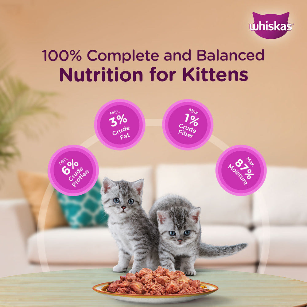 Whiskas Chicken with Salmon in Jelly 80g Kitten Food Heads Up For Tails