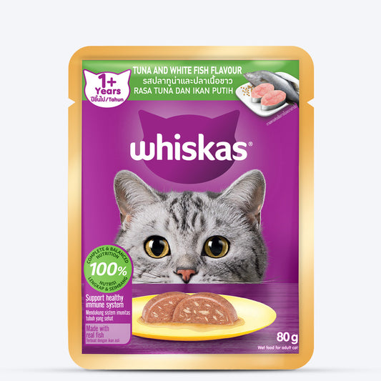 Whiskas Tuna And White Fish Wet Food For Adult Cat - 80 gm