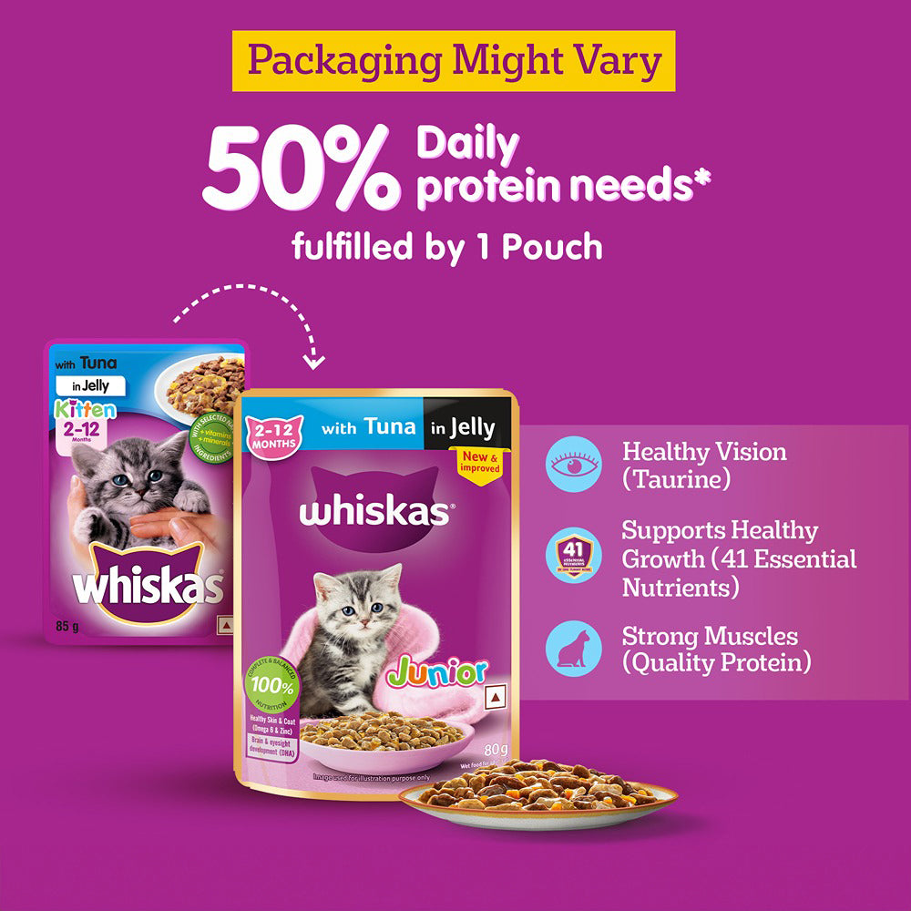 Whiskas Tuna in Jelly (2-12 Months) Wet Food For Kitten - 80 gm Packs_02