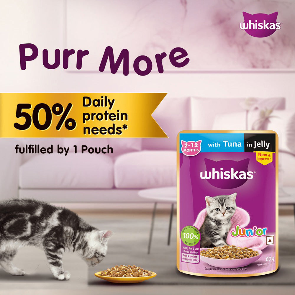 Whiskas Tuna in Jelly (2-12 Months) Wet Food For Kitten - 80 gm Packs_06