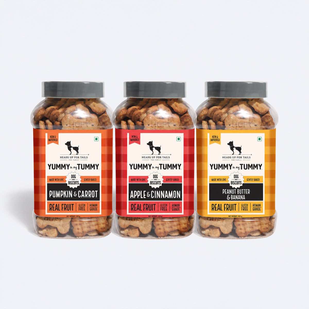 HUFT The Veg Trio of guilt-free treating - 960 gm (320 gm each), Oven Baked, Digestive Support