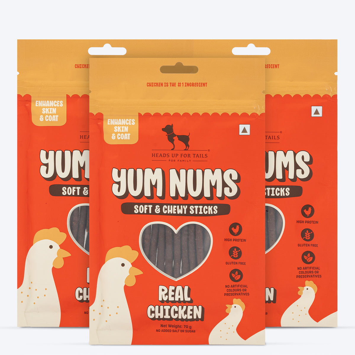 HUFT Yum Nums Soft & Chewy Sticks Real Chicken Treat For Dogs