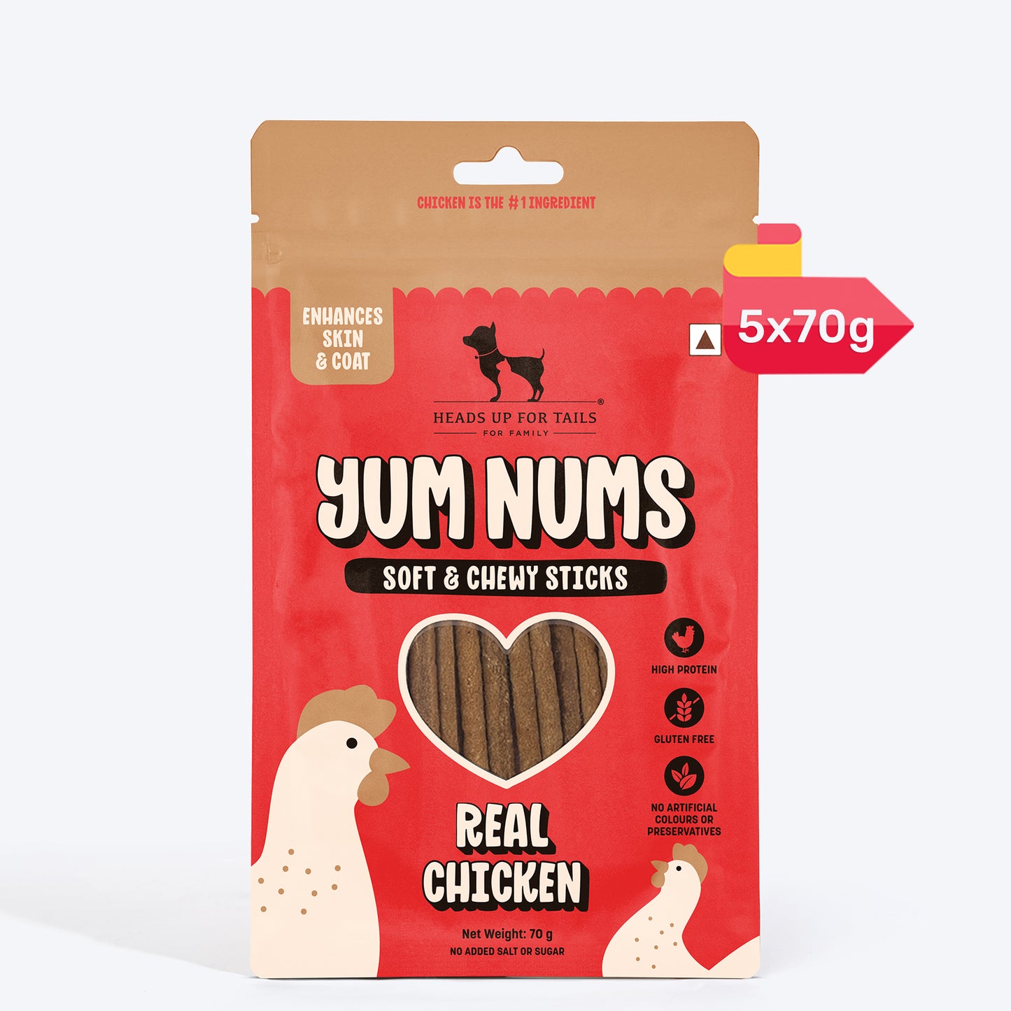 HUFT Yum Nums Soft & Chewy Sticks Real Chicken Treat For Dogs - 70 g