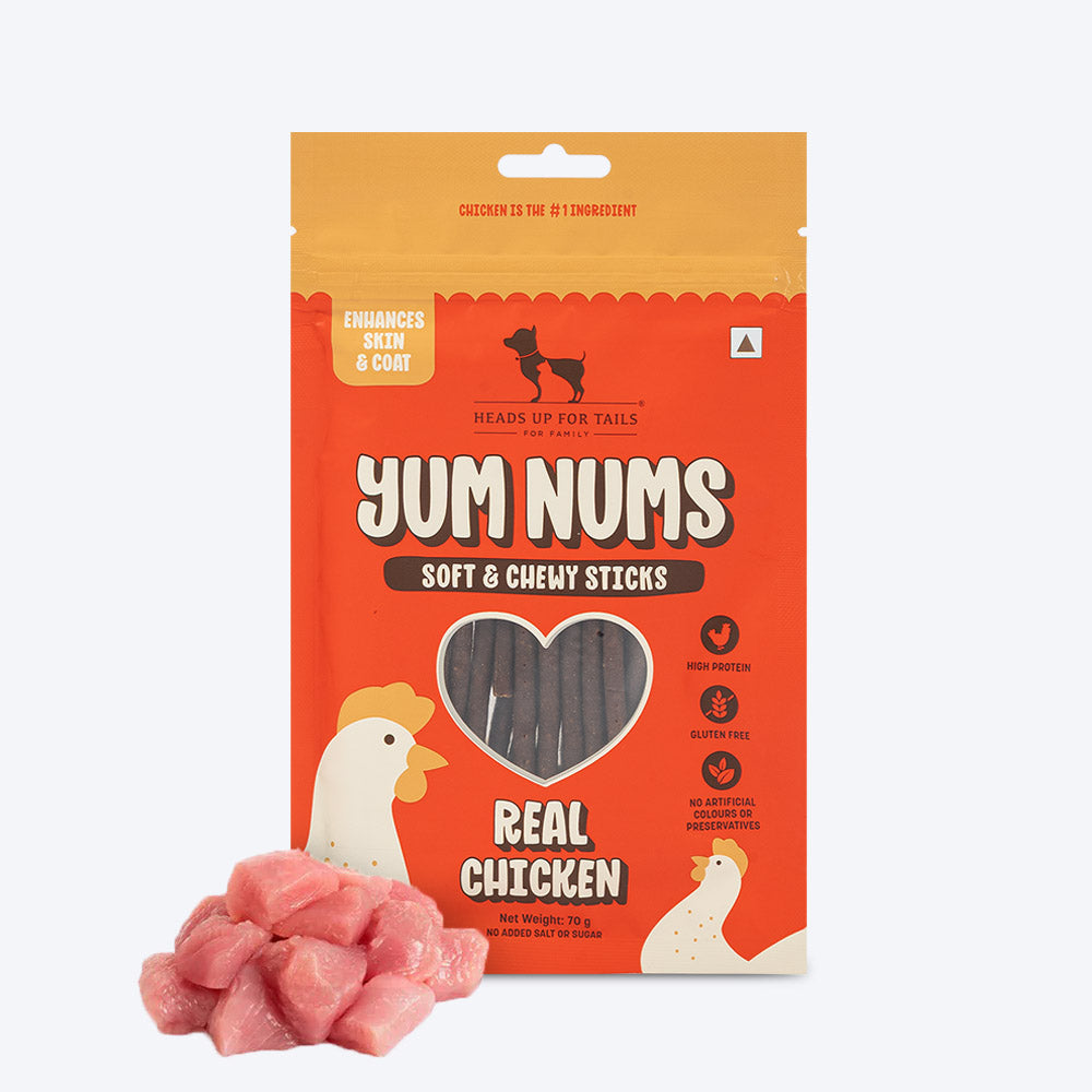 HUFT Yum Nums Soft & Chewy Sticks Real Chicken Treat For Dogs - 70 g - Heads Up For Tails