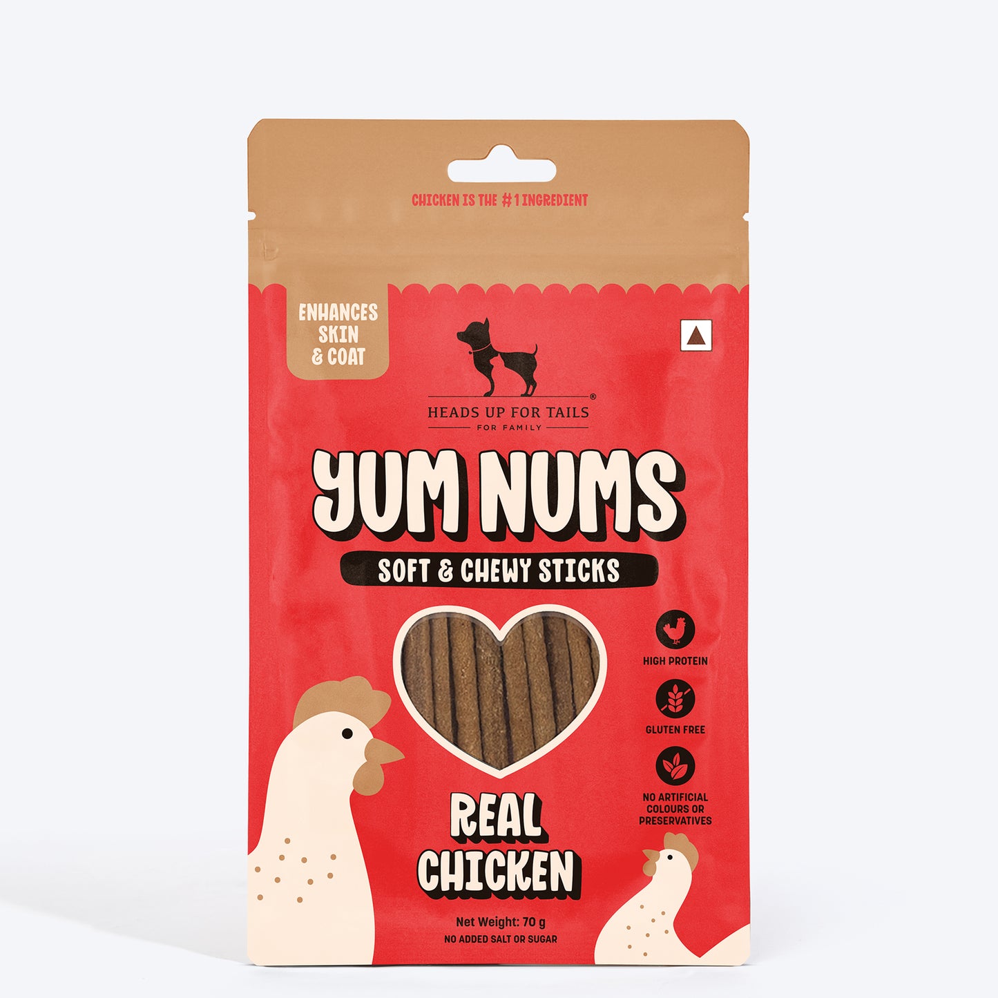 HUFT Yum Nums Soft & Chewy Sticks Real Chicken Treat For Dogs - 70 g