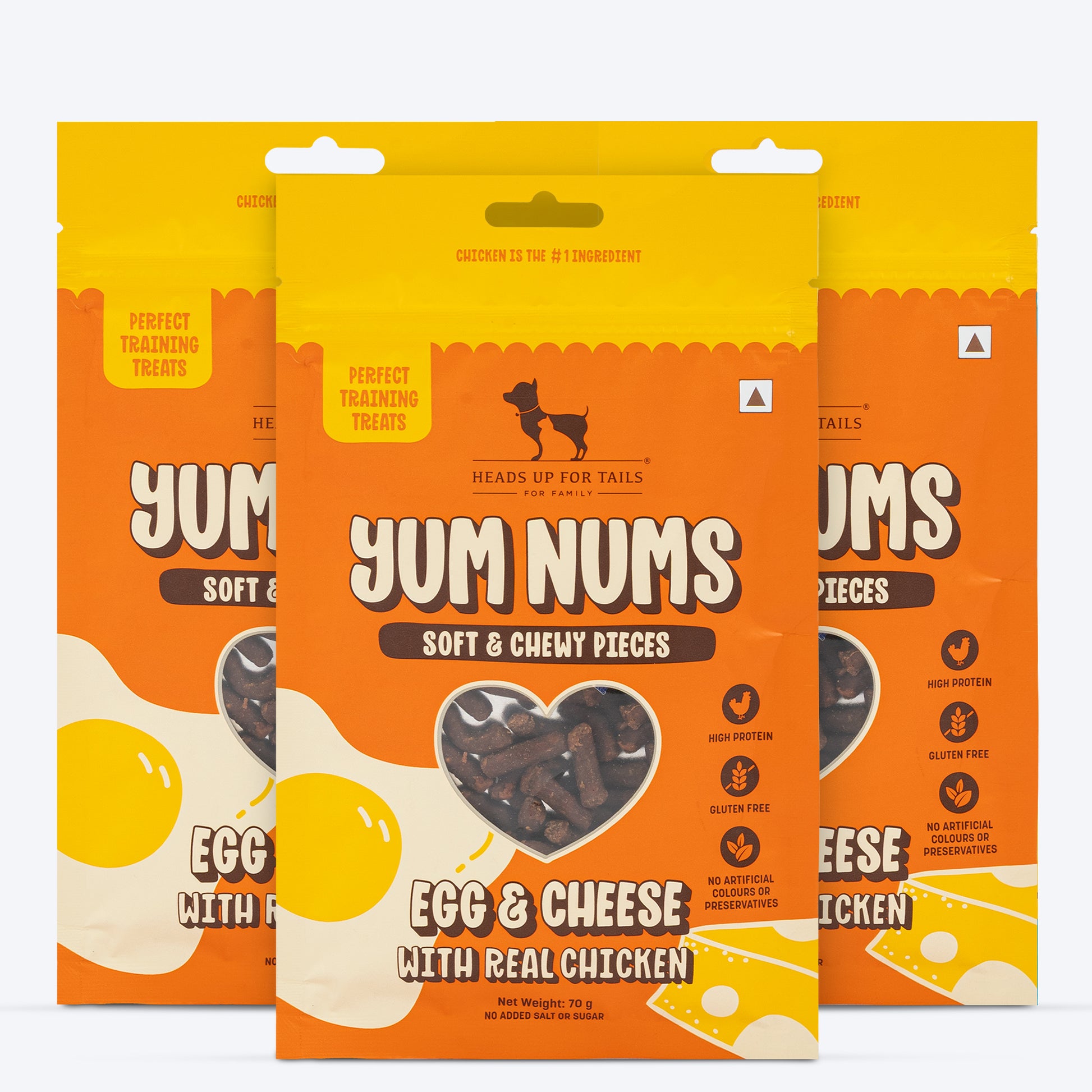 HUFT Yum Nums Soft & Chewy Sticks Egg & Cheese With Real Chicken Treat For Dogs - 75g - Heads Up For Tails