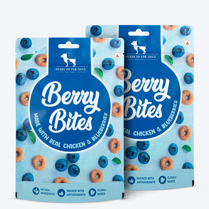 HUFT Berry Bites - Chicken & Blueberry Treats For Dogs - 140 gm - Heads Up For Tails