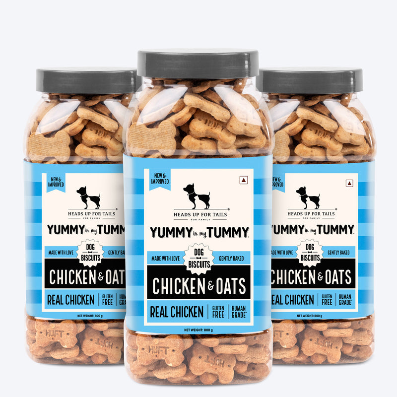 Heads Up for Tails Yummy in my Tummy Chicken & Oats dog biscuits, 800g, gluten-free, gently baked treats