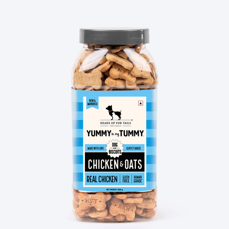 Heads Up for Tails Yummy in my Tummy Chicken & Oats dog biscuits, 800g, gluten-free, gently baked treats