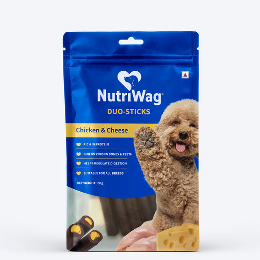 NutriWag Chicken & Cheese Duo Sticks Treats For Dog - 70 gm
