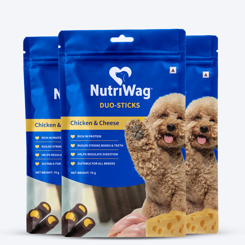 NutriWag Chicken & Cheese Duo Sticks Treats For Dog - 70 gm