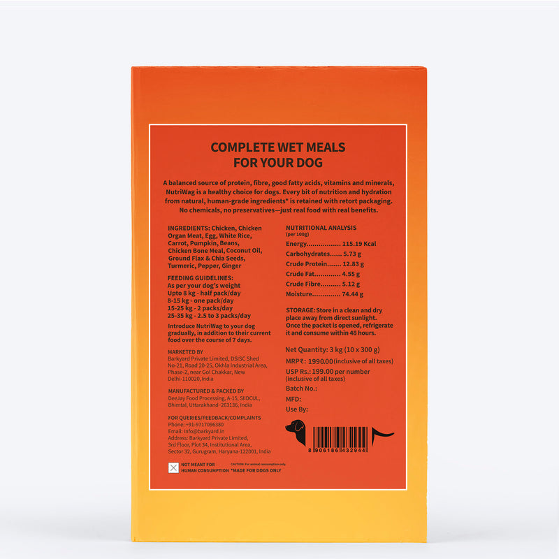NutriWag Complete Wet Meals With Chicken, Rice & Pumpkin For Dog - 300g - Heads Up For Tails