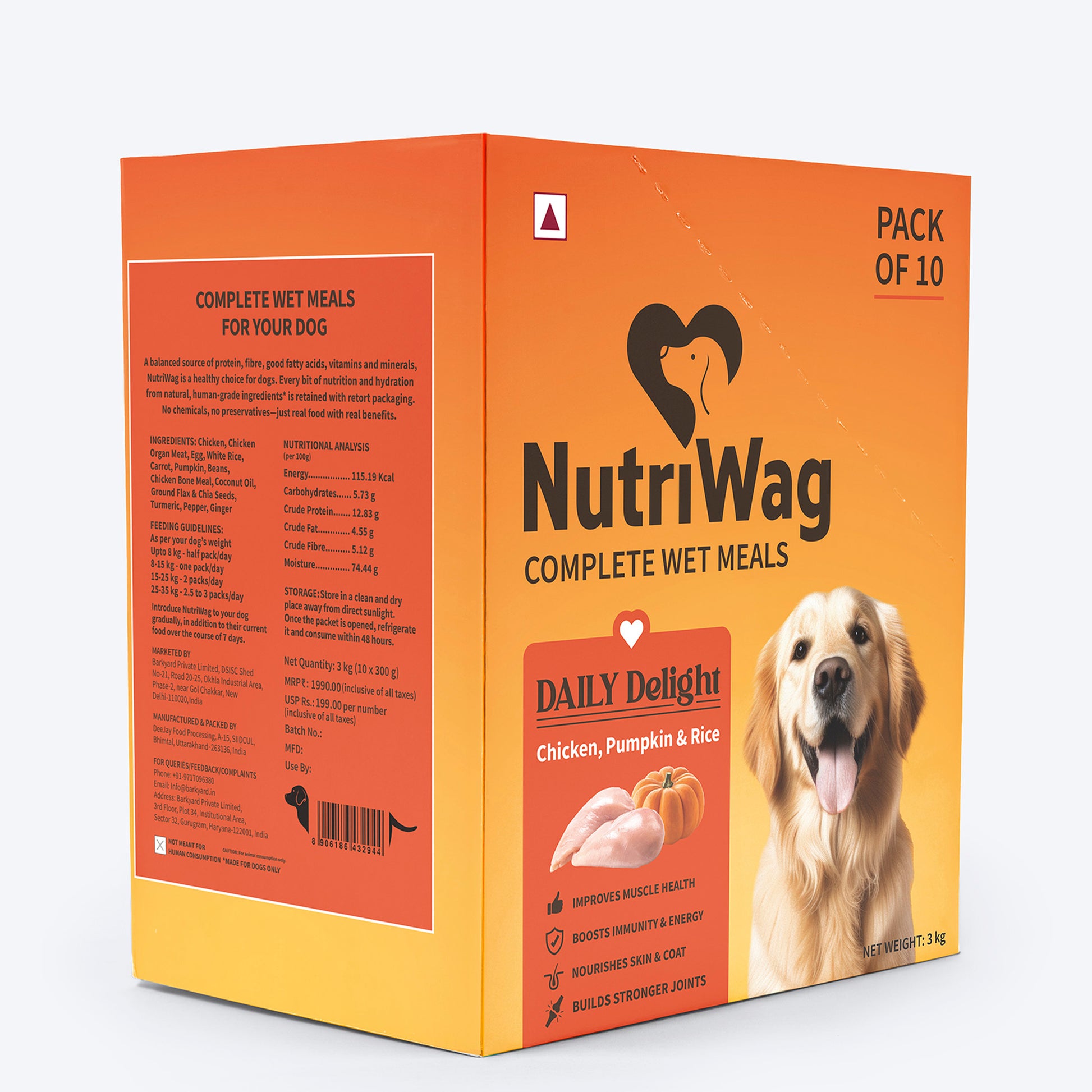 NutriWag Complete Wet Meals With Chicken, Rice & Pumpkin For Dog - 300g - Heads Up For Tails