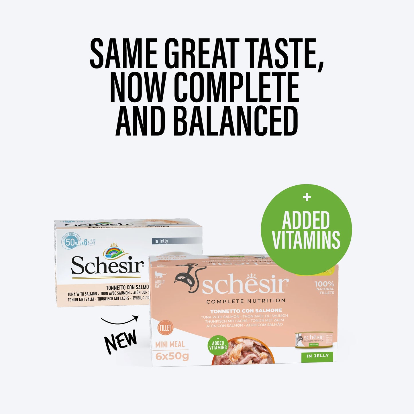 Schesir Tuna With Salmon and Rice Whole Meat Wet Cat Food - (6 X 50 g) - Heads Up For Tails