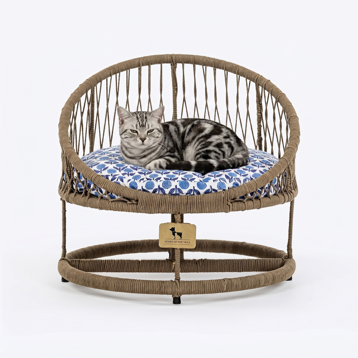 HUFT Purrfect Snuggle Elevated Bed With Cushion For Cat - Brown