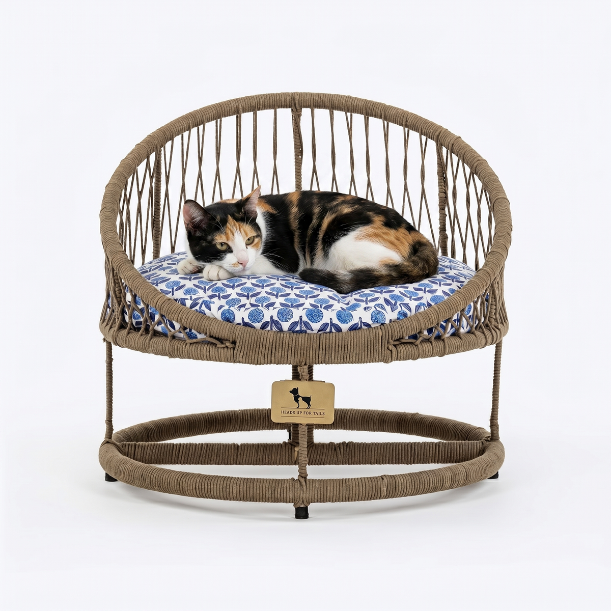 HUFT Purrfect Snuggle Elevated Bed With Cushion For Cat - Brown