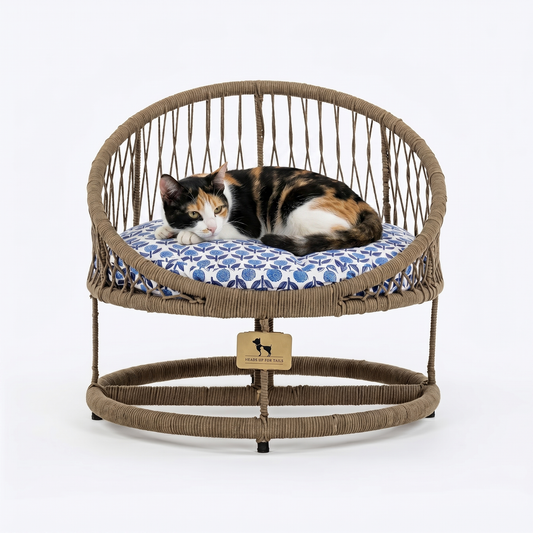 HUFT Purrfect Snuggle Elevated Bed With Cushion For Cat - Brown