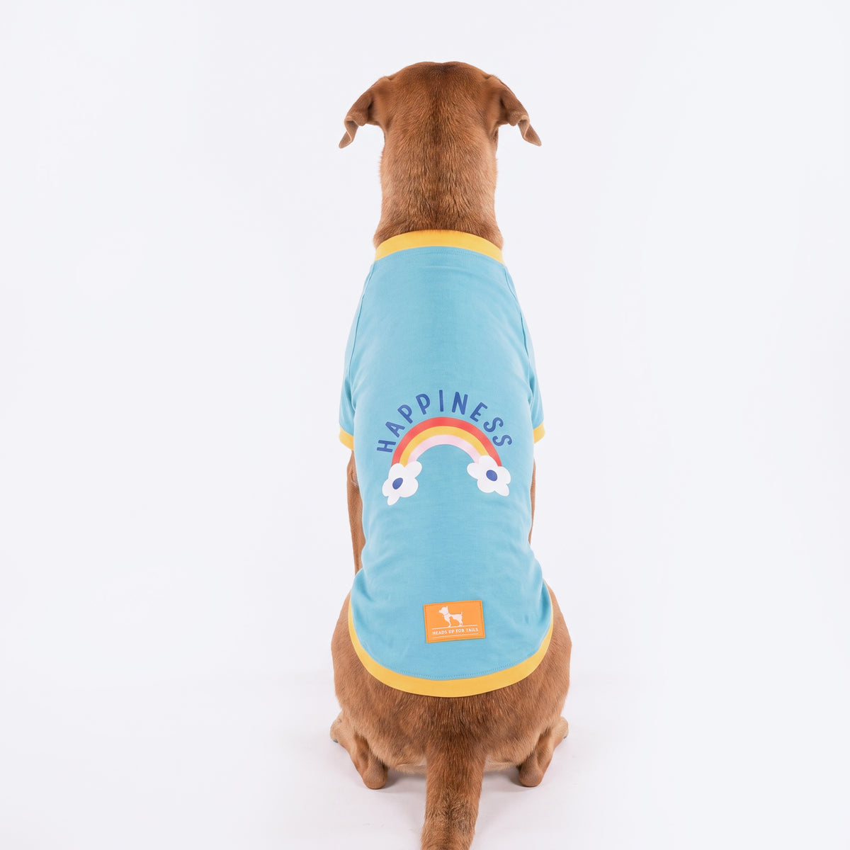 HUFT Rainbow Happiness Printed T-Shirt For Dog - Sky Blue