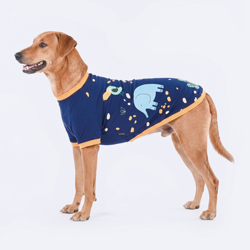 HUFT Wild One Printed T-Shirt For Dog - Navy Blue
