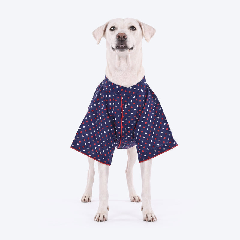 HUFT Bandhani Bloom Kurta For Dog - Blue