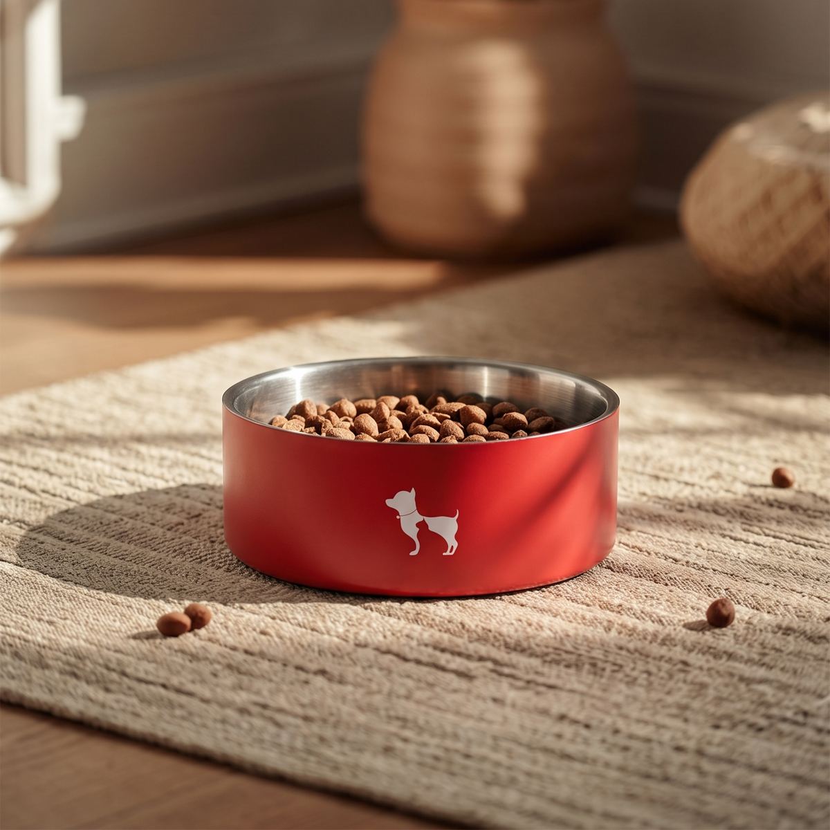 HUFT Quintessential Double Walled Bowl For Dog - Red