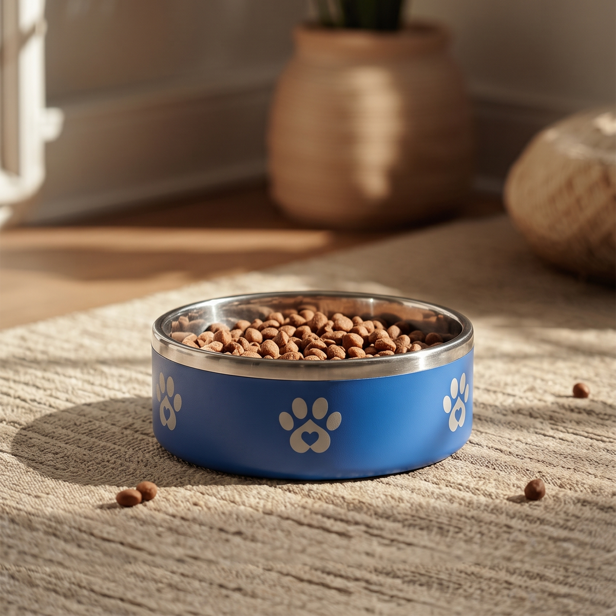 HUFT Foodie Paws Printed Bowl For Dog - Blue