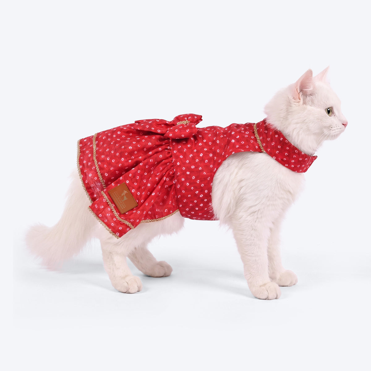 HUFT Bandhani Pop Dress For Cat - Red