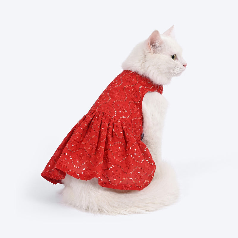 HUFT Ruby Radiance Dress For Cat - Red
