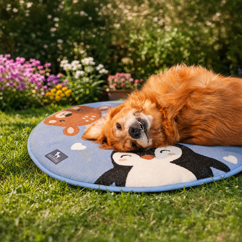 HUFT Frosty Friends Round Mat For Dog & Cat - Blue - Heads Up For Tails