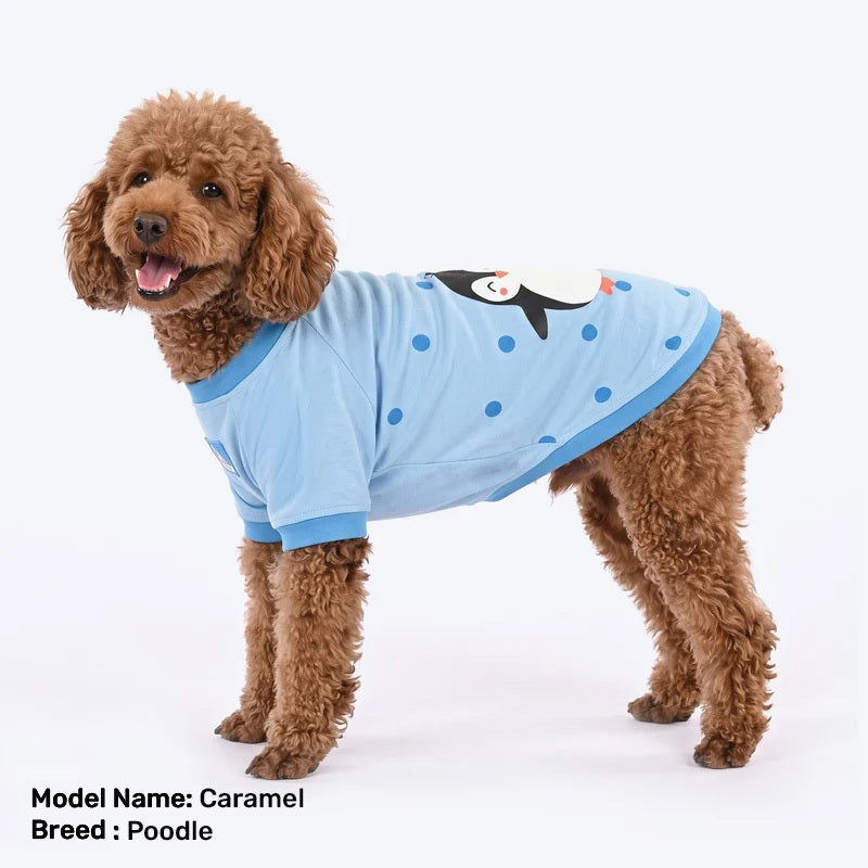 HUFT Peppy Penguin T-Shirt For Dog - Light Blue - Heads Up For Tails