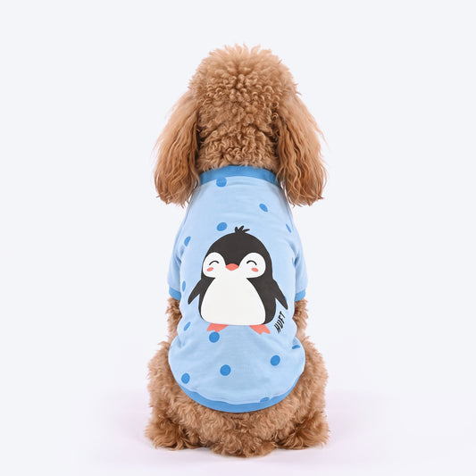 HUFT Peppy Penguin T-Shirt For Dog - Light Blue