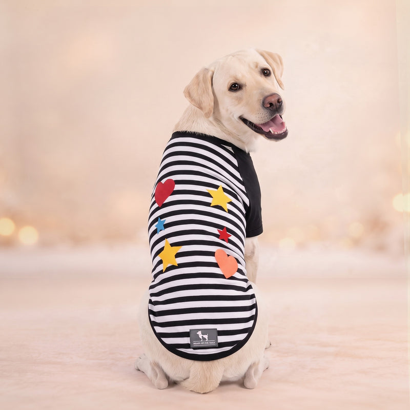 HUFT Twinkle Hearts T-Shirt For Dog - Black & White
