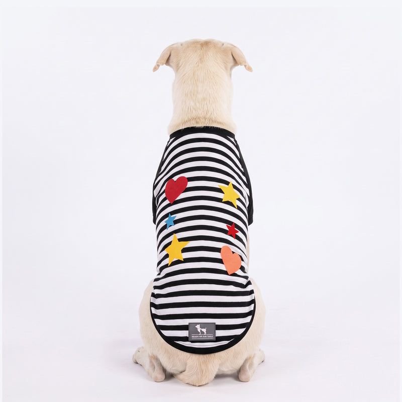 HUFT Twinkle Hearts T-Shirt For Dog - Black & White