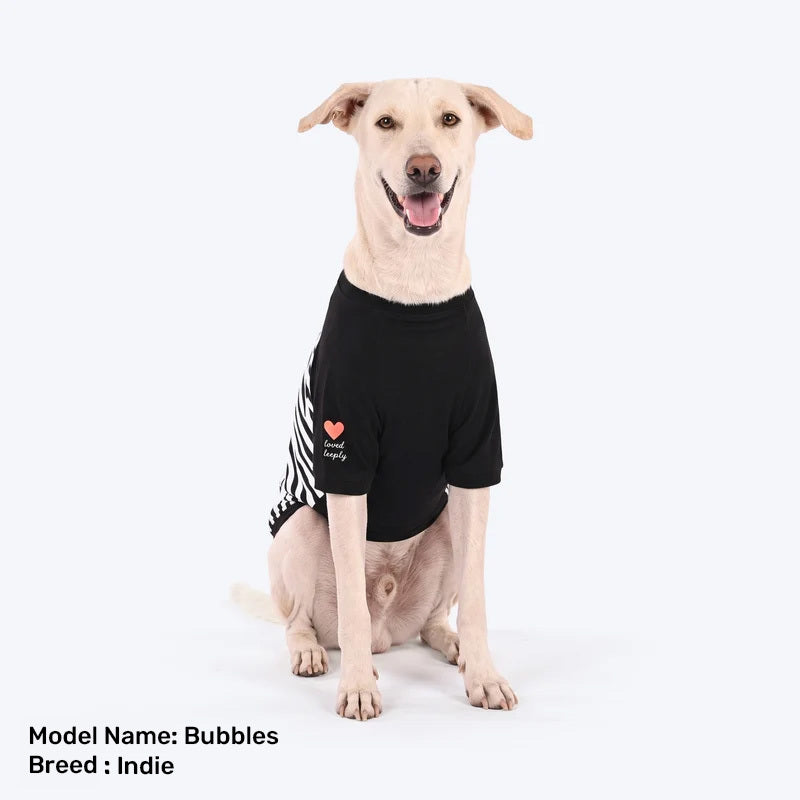 HUFT Twinkle Hearts T-Shirt For Dog - Black & White