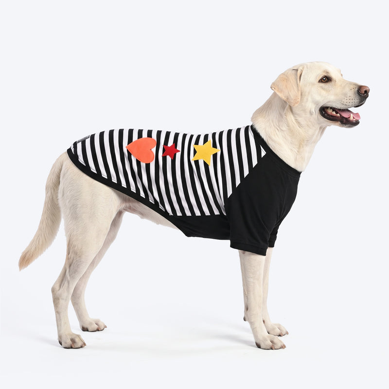 HUFT Twinkle Hearts T-Shirt For Dog - Black & White