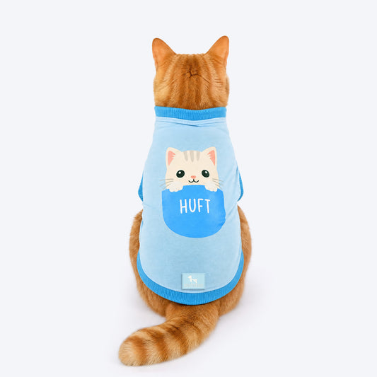 HUFT Peek -A- Meow T-Shirt For Cat - Blue