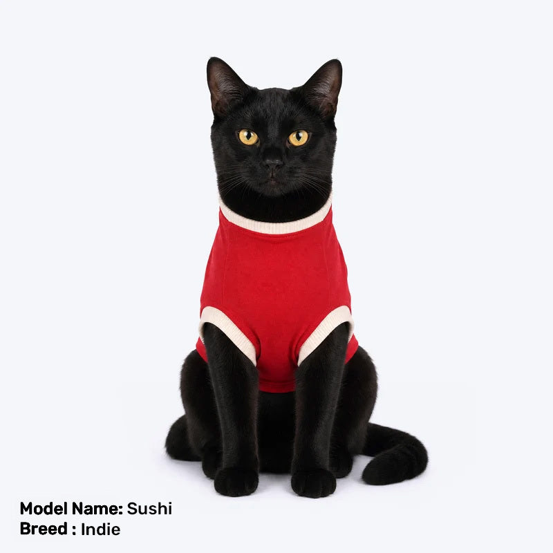 HUFT Bear Hug T-Shirt For Cat - Red - Heads Up For Tails