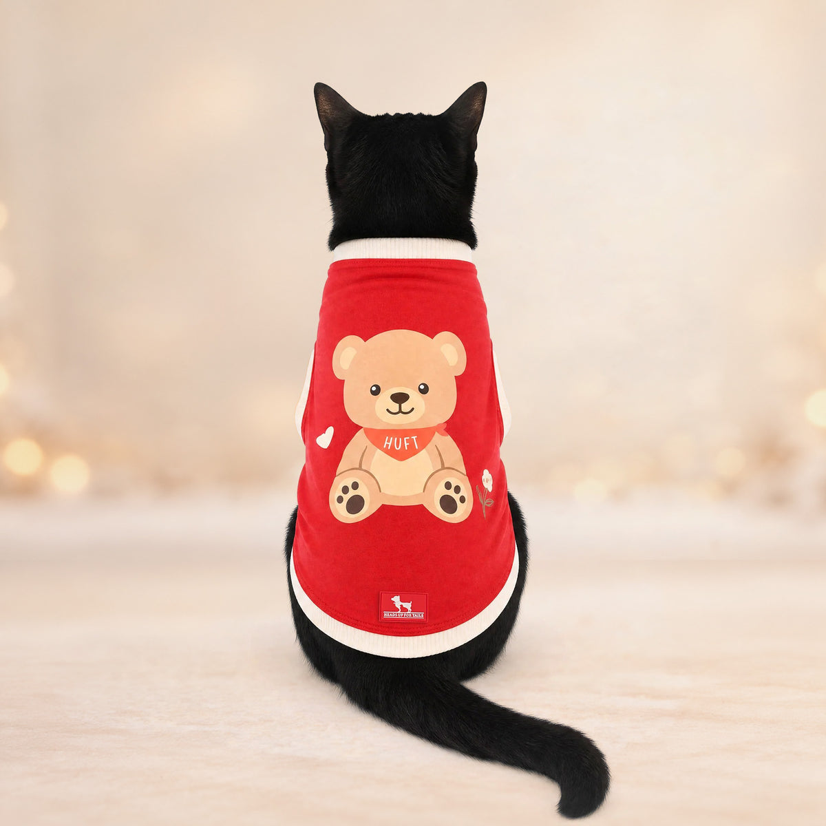 HUFT Bear Hug T-Shirt For Cat - Red - Heads Up For Tails