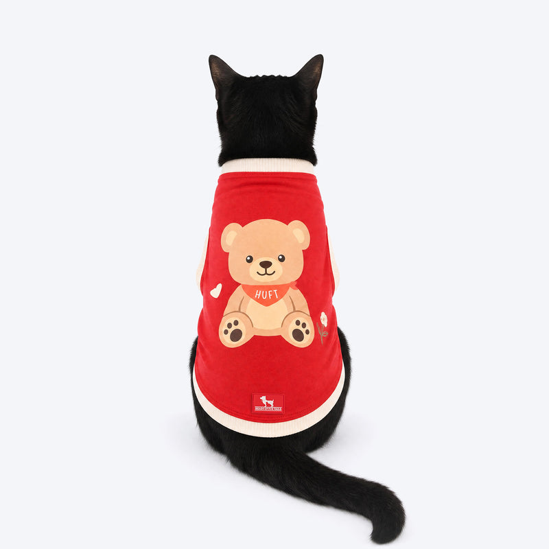 HUFT Bear Hug T-Shirt For Cat - Red