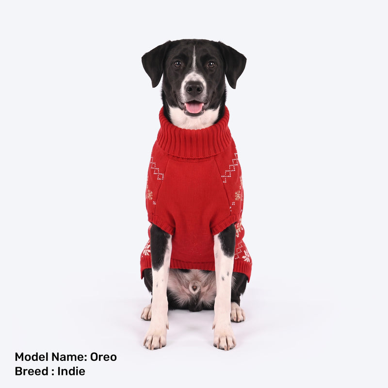 HUFT Jolly Teddies Sweater For Dog - Red