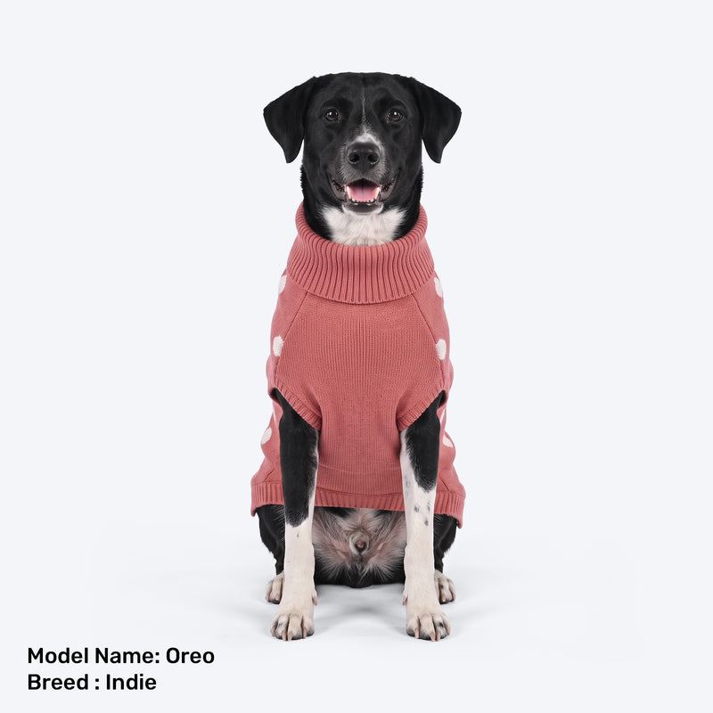 HUFT Snowfall Reindeer Sweater For Dog - Pink