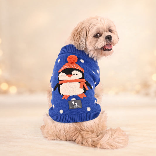 HUFT Peppy Penguin Sweater For Dog - Blue