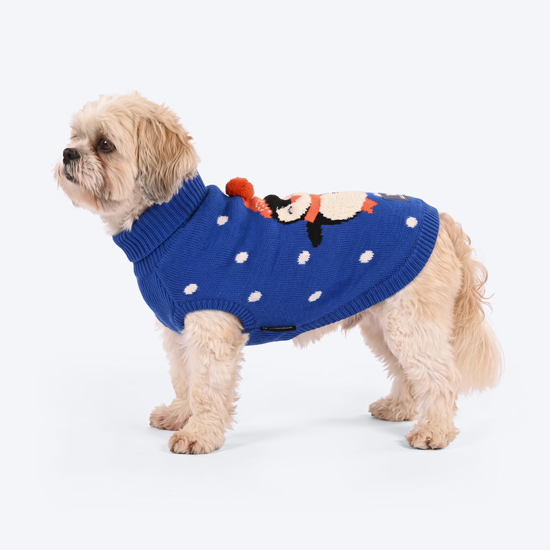 HUFT Peppy Penguin Sweater For Dog - Blue